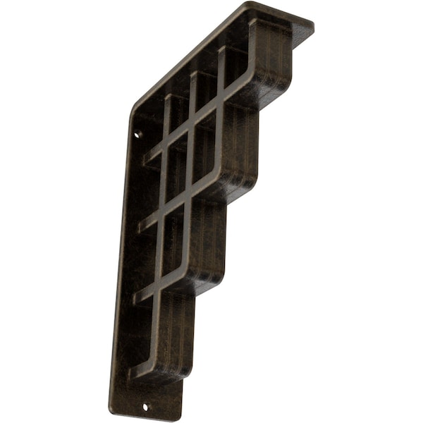 Ekena Millwork Diane Wrought Iron Bracket, (Triple center brace), Antiqued Pale Gold 2"W x 5 1/2"D x 8"H BKTM02X05X08TDIAPG - main